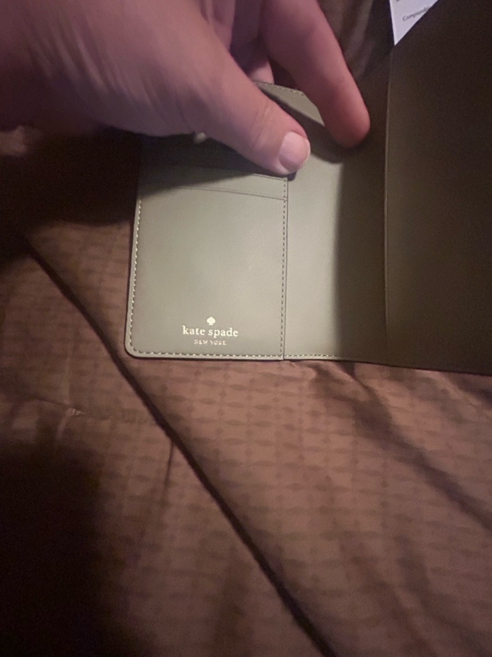 Kate Spade New York Saffiano Passport Holder in oyster she - Picture 4 of 10